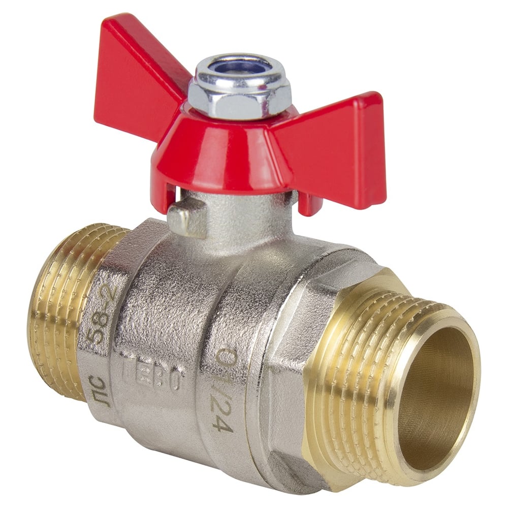 Изображение товара Кран шаровой полный проход НАР/НАР 1" бабочка TEBO T-КШ.303.1.КБ.CN