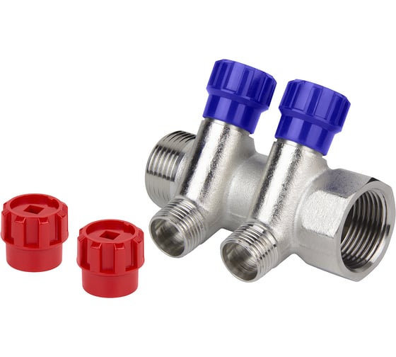 Изображение товара Коллектор с вентилями ТЕВО 1х2х1/2 НАР (3/24) T-КБ.303.1-12.2.CN