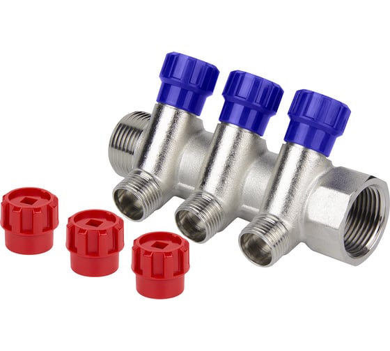 Изображение товара Коллектор с вентилями ТЕВО 1х3х1/2 НАР (2/16) T-КБ.303.1-12.3.CN