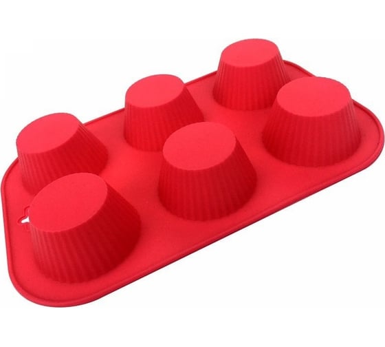 Изображение товара Силиконовая форма для выпечки кексов КОШКИН ДОМ 6 ячеек, 29x17.4x3.6 см 50-11-003