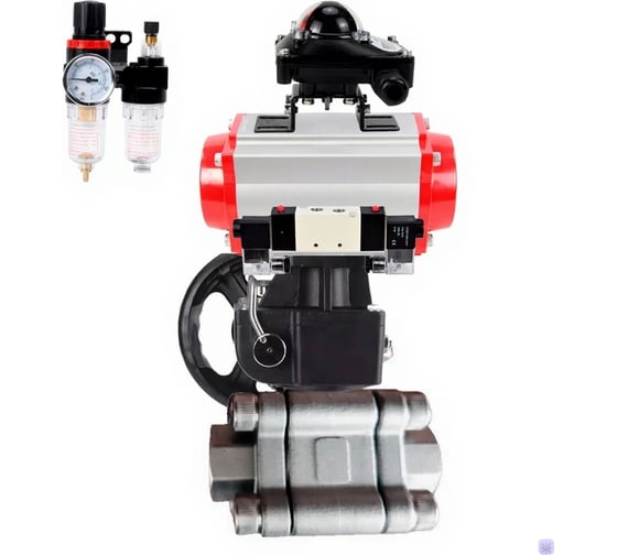 Изображение товара Кран шаровой DN.ru 316-316-PTFE-FP-SW-ISO-H Ду50 Ру63 под приварку, пневмопривод DA-083, пневмораспределитель (2EM) 220VAC, БКВ LSB-210, дублёр HDM-1, БПВ D160-76248