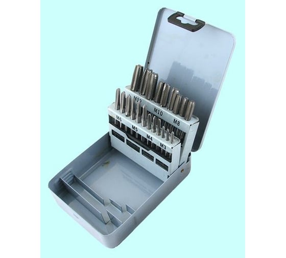 Изображение товара Набор CNIC из 7 комплектов 3-х штучных метчиков М3-М12 Р18 в мет. коробке 21 позиция 53867