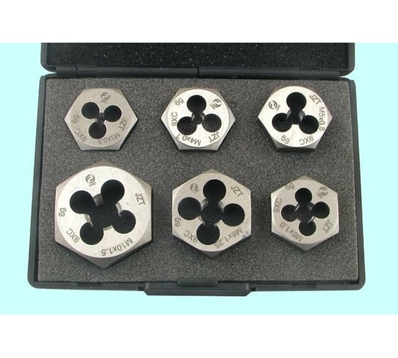 Изображение товара Набор шестигранных плашек CNIC из 6-ти штук М 6-М16 9ХС в пласт. коробке 55915