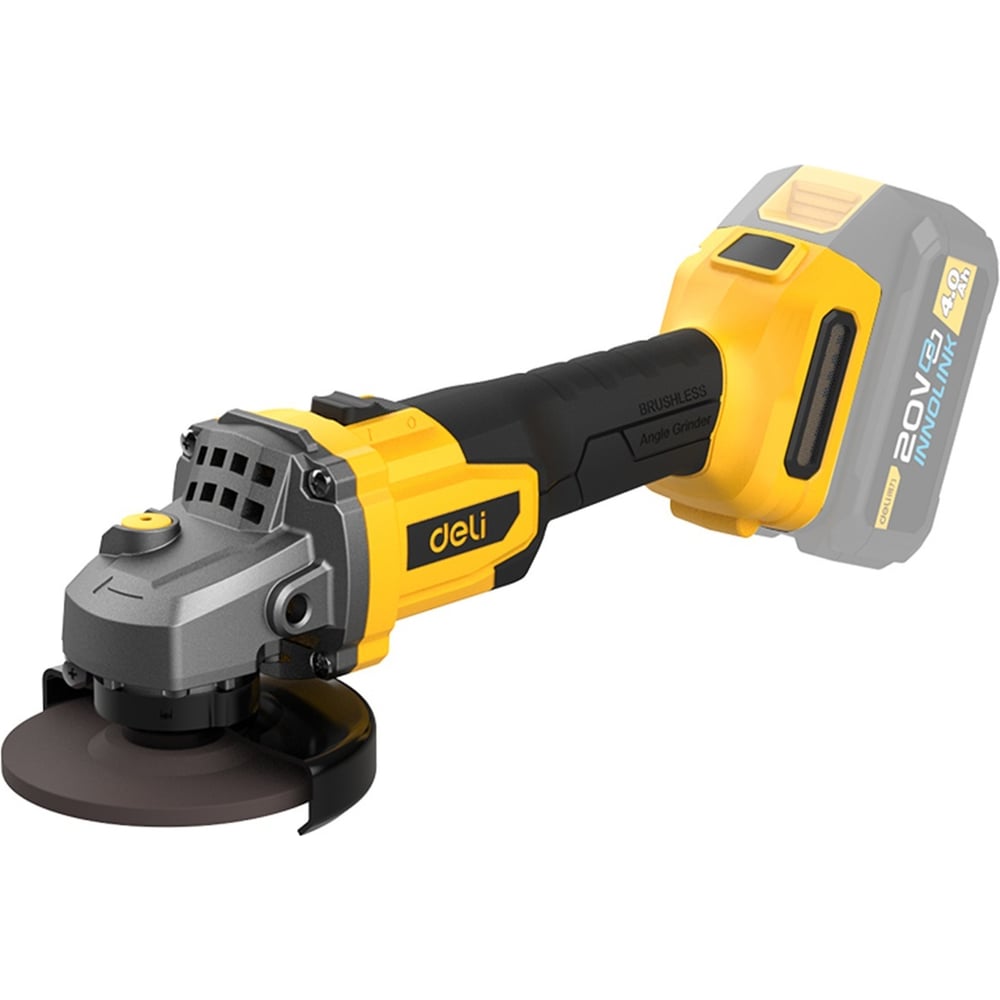 Изображение товара Бесщеточная угловая шлифмашина DELI аккумуляторная DC602Z (Без АКБ и ЗУ, диск 125мм, 3 скорости, картон) 162785