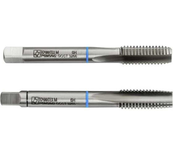 Изображение товара Метчик ТОЧИНТЕХ м/р М10х1,25 Р6М5(М2) ГОСТ 3266-81 к-т 2 шт. с прох. хв. мт00461