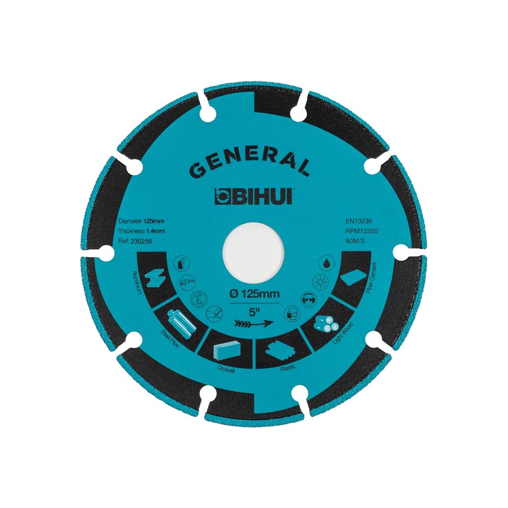 Изображение товара BIHUI GENERAL DSBM125 - дисковый алмазный диск 125 мм для керамогранита, бетона и металла