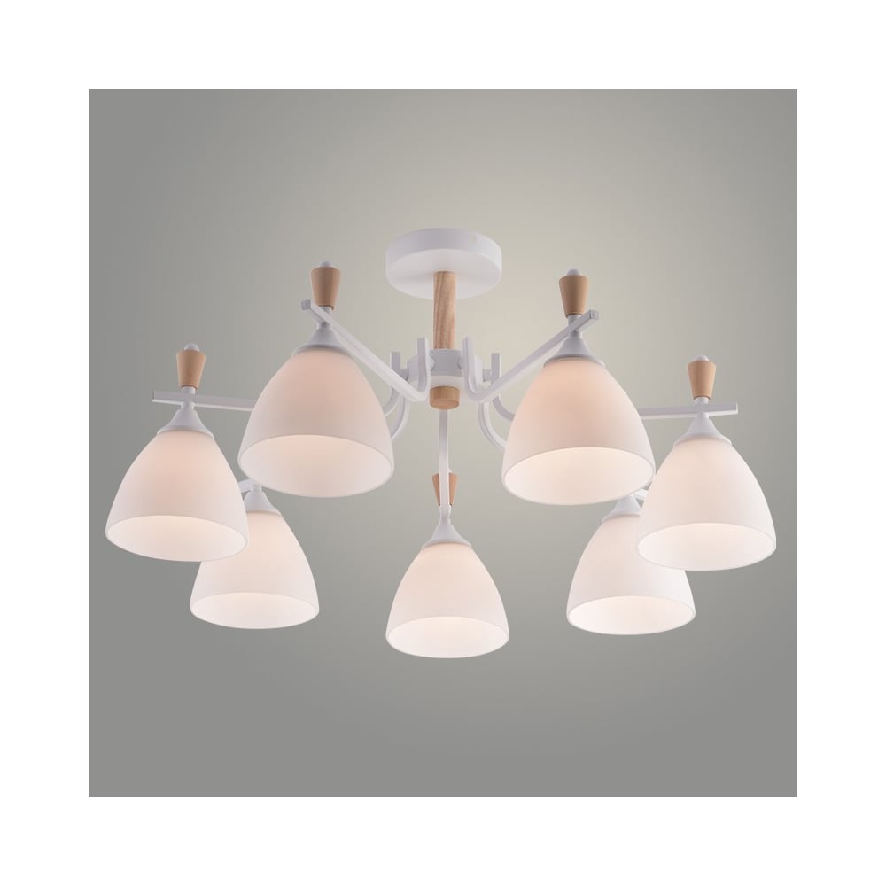 Изображение товара Люстра Росток XA1622/7 WH+WOOD белый+дерево 7х60W E27 d650 h340, HN25 988391249