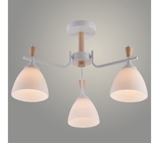 Изображение товара Люстра Росток XA1627/3 WH+WOOD белый+дерево 3х60W E27 d600 h270, HN25 988391254
