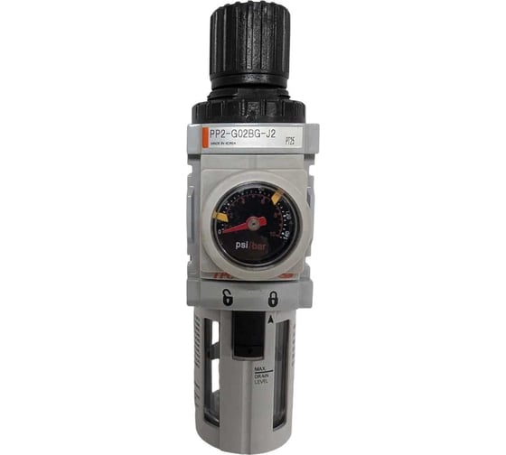 Изображение товара Фильтр-Регулятор CDC Pneumatics с гайкой 1/2 20мкм с манометром PP4-G04BG-J2