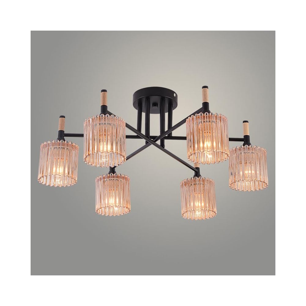 Изображение товара Люстра РОСТОК XA1689B/6 Черный с WOOD серией, 6x60W, E27 Изображение товара Люстра РОСТОК XA1689B/6 Черный с WOOD серией, 6x60W, E27