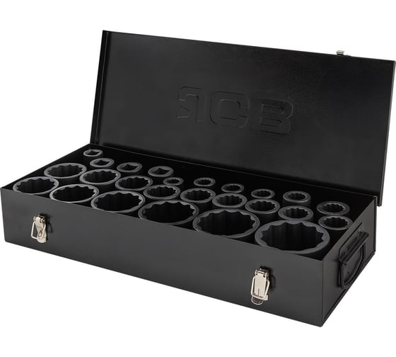 Изображение товара Набор головок ударных глубоких JCB 25 предметов 1 12гр. (17,19,21,22мм 4-гранные под футорку;17,19,21,22,24,27,30,32,33,34,36,38,41,46,50,52,55,60,65,70,75мм) JCB-8251-9MPB(64931)