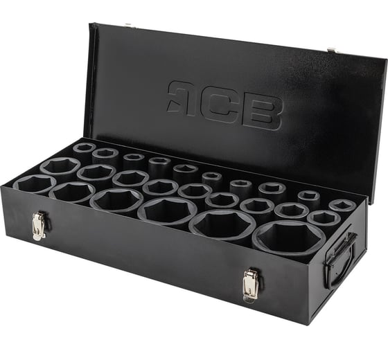 Изображение товара Набор головок ударных глубоких JCB 25 предметов 1 6гр. (17,19,21,22мм 4-гранные под футорку;17,19,21,22,24,27,30,32,33,34,36,38,41,46,50,52,55,60,65,70,75мм) JCB-8251-5MPB(64930)