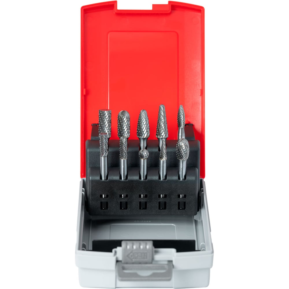 Изображение товара Набор RODMIX из 10 шт твердосплавных борфрез, двойная насечка (A06, A10, C06, C10, D08, F10, L06, L10, E10, H06) 2100006001