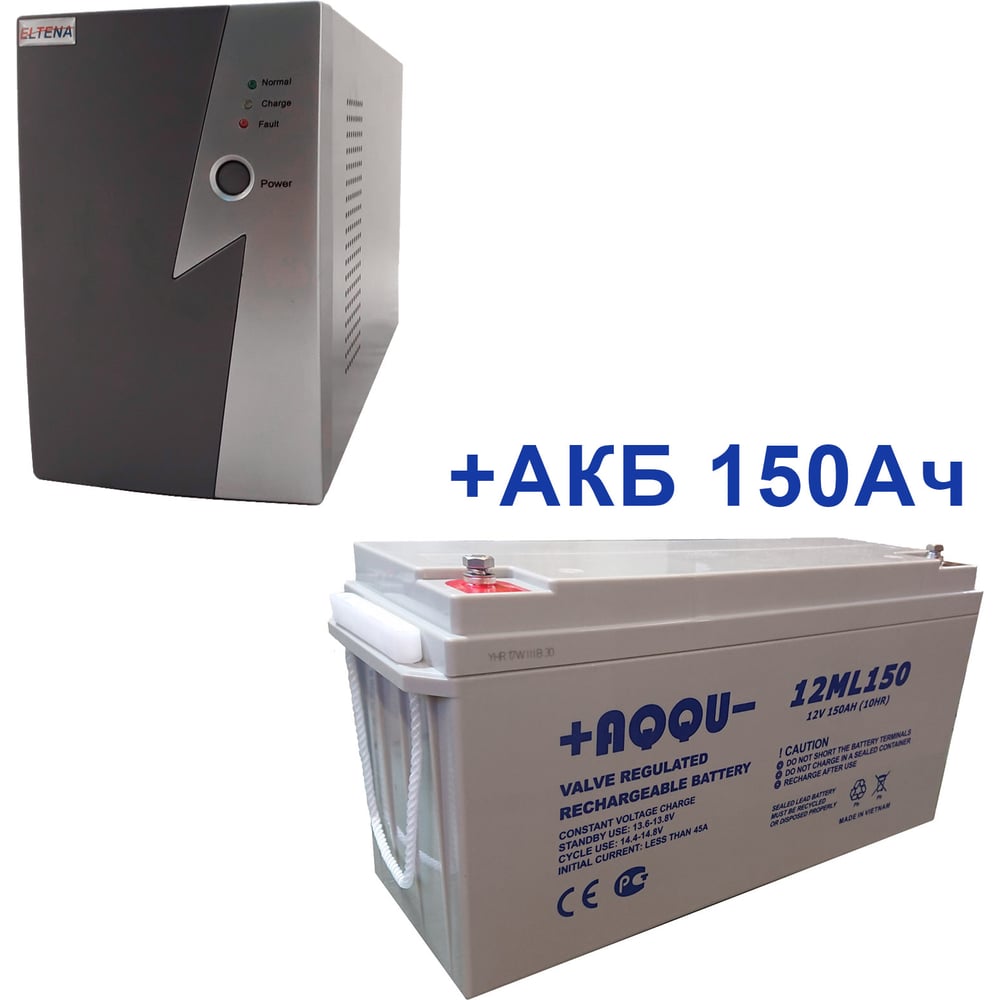 Изображение товара Комплект ИБП ELTENA Intelligent 500LT2 (300Вт) + АКБ AQQU 12ML150 (12В, 150Ач) I500LT2/12ML150