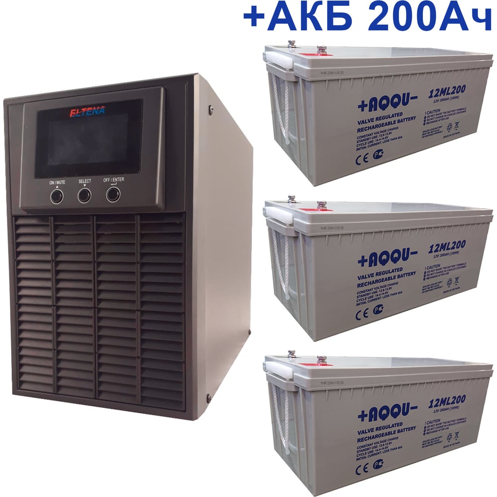 Изображение товара Комплект ИБП ELTENA Monolith E 1000LT 36V 900Вт с 3 АКБ AQQU 12ML200