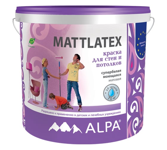Изображение товара Краска акриловая ALPA Маттлатекс белая 10л 3488570028094