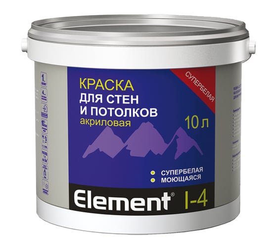 Изображение товара Краска акриловая ALPA Элемент I-4 супербелая 10 л (16кг) 4607161230121