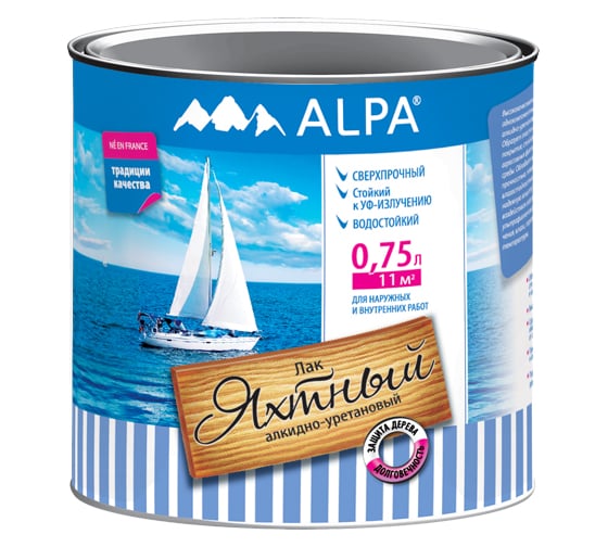 Изображение товара Лак алкидно-уретановый яхтный ALPA глянцевый 5л (4.6 кг) 3488570010587