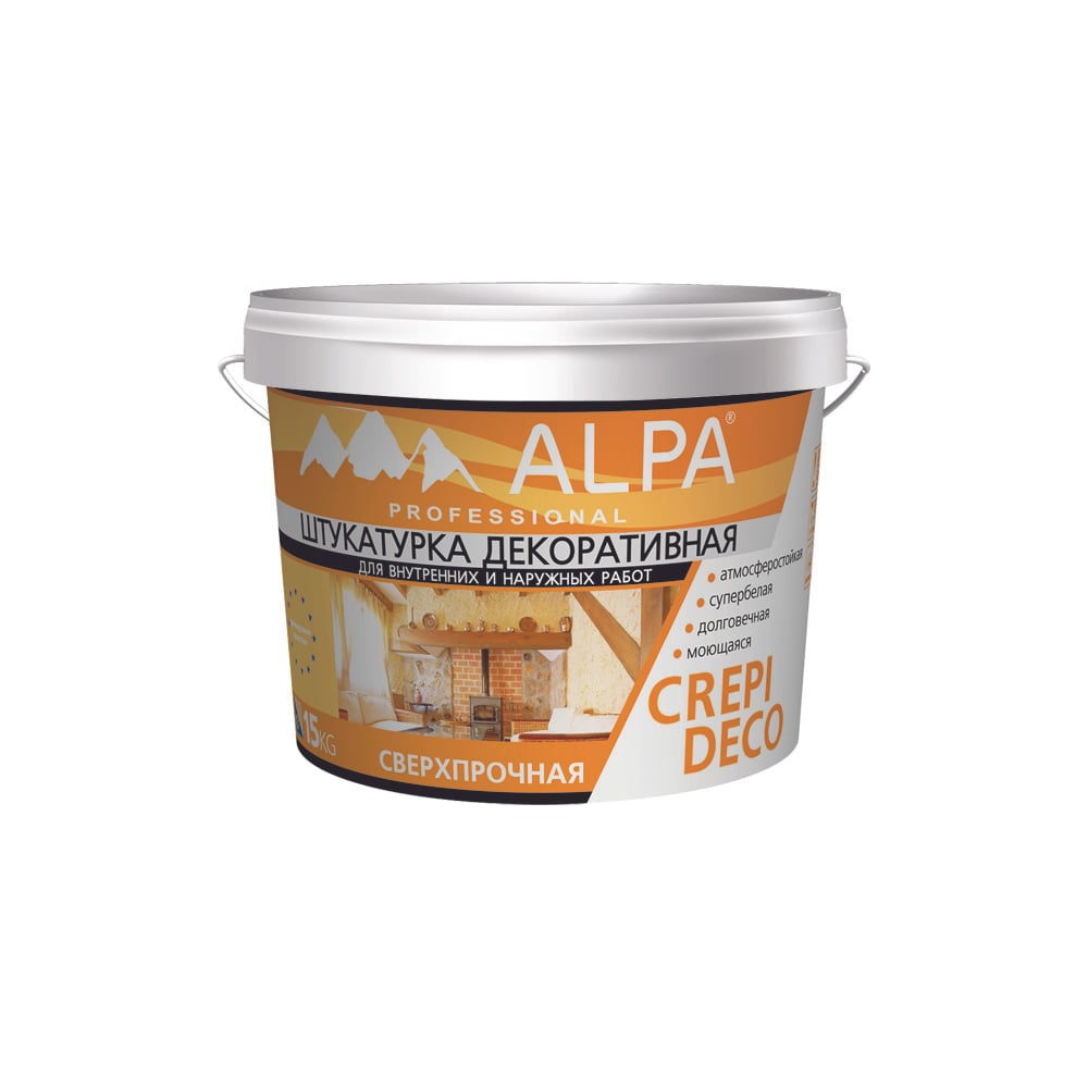 Изображение товара Штукатурка ALPA Крепи Деко белая 15кг короед 3488570028650