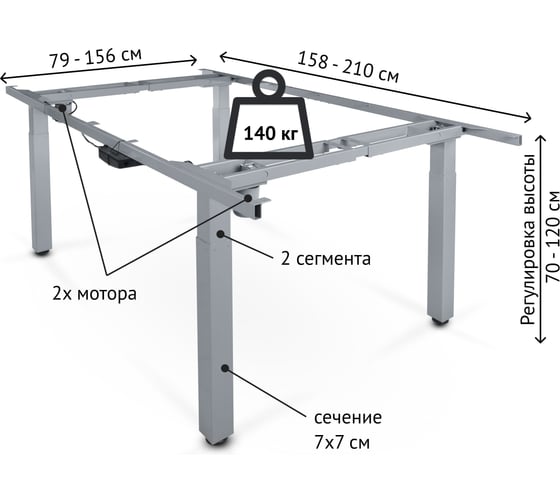 Изображение товара Подстолье на двух моторах стола для совещаний стоя с управлением с пульта StolStoya Congress PE422 белое PE422W