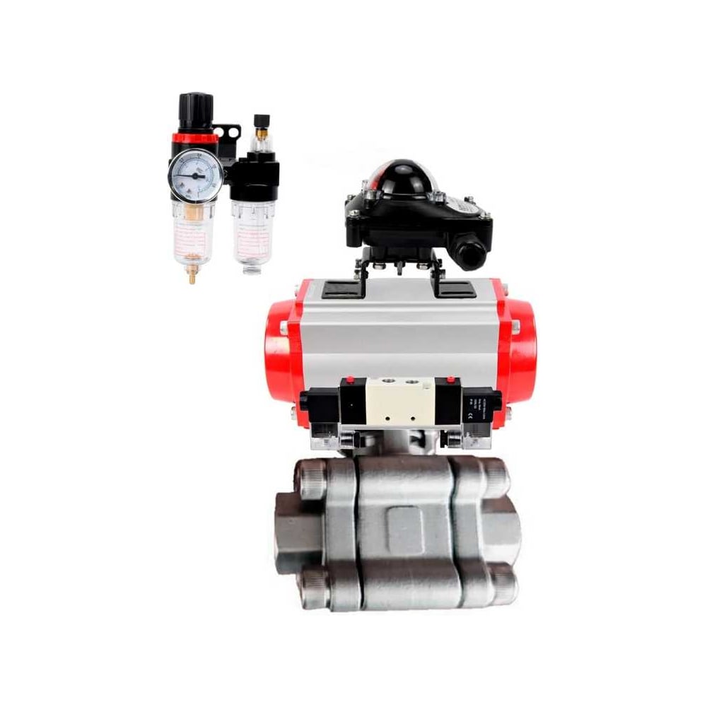 Изображение товара Кран шаровой DN 65 под приварку с пневмоприводом SA-130 и пневмораспределителем