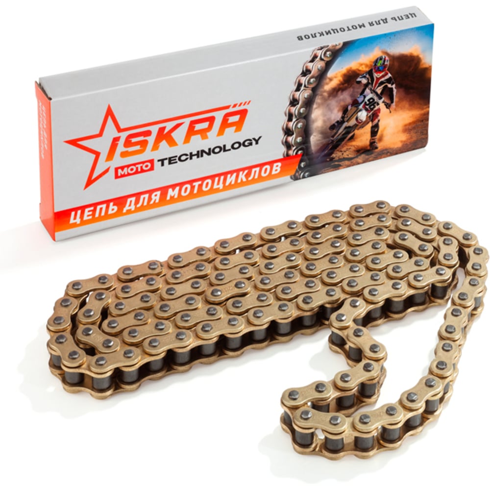 Изображение товара Приводная цепь для мотоцикла усиленная ISKRA (GOLD) 428-H-128L 428H128L-ISKRA