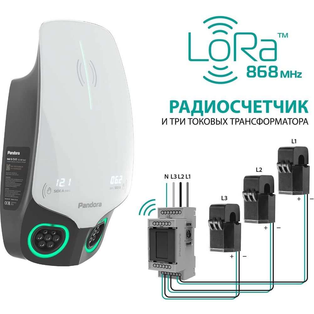 Изображение товара Зарядная станция Wall-E DUO LoRa, 22+22 кВт PANDORA 6022105