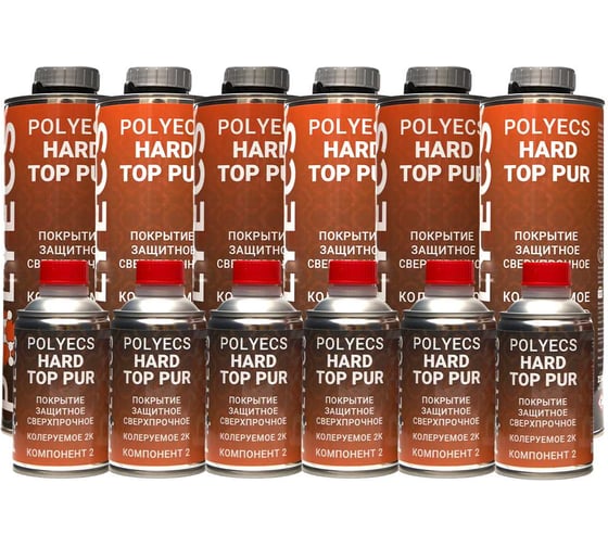 Изображение товара Набор полиуретанового покрытия антигравийного сверхпрочного Polyecs Hard Top PUR 2K 4:1, 1 л (0.8 л + 0.2 л) HT_COLOR_6