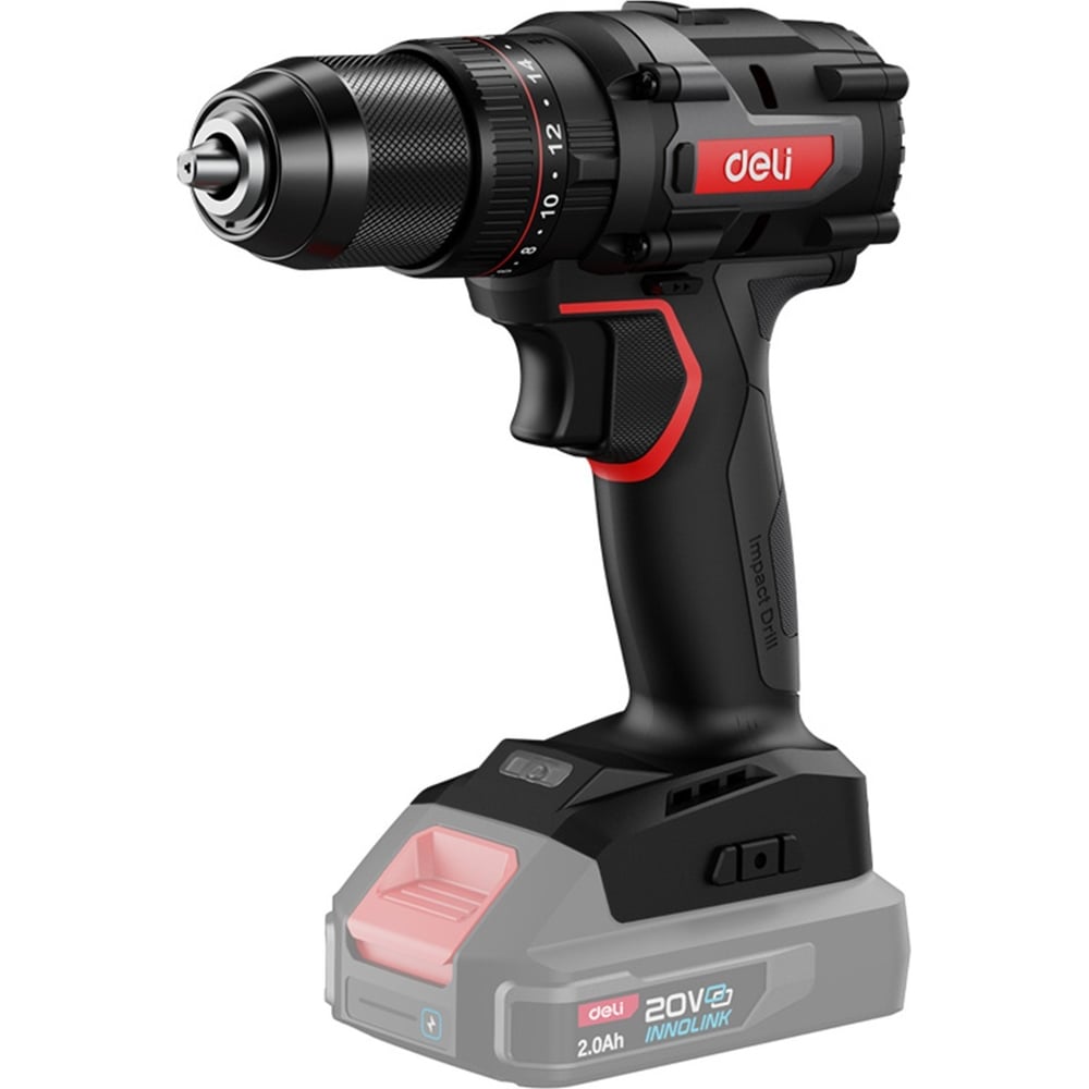 Изображение товара DELI DE-CZ20-1 - ударная дрель-бур 20V, 2 скорости, 70 Нм, 13 мм