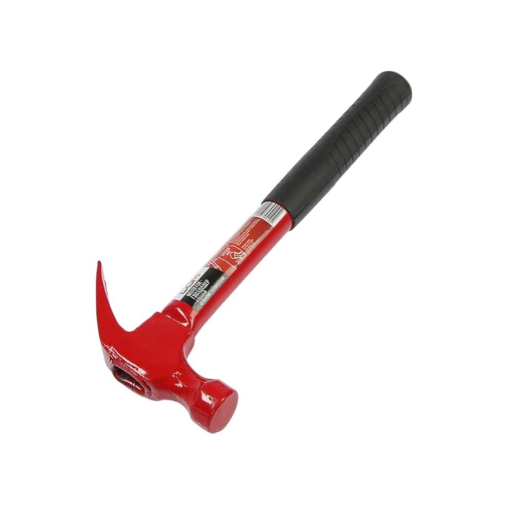 Изображение товара Молоток-гвоздодер ООО "ОПТИКОМ ЭЛЕКТРИК" ЛОМ, металлическая обрезиненная рукоятка, 450 г 2679410