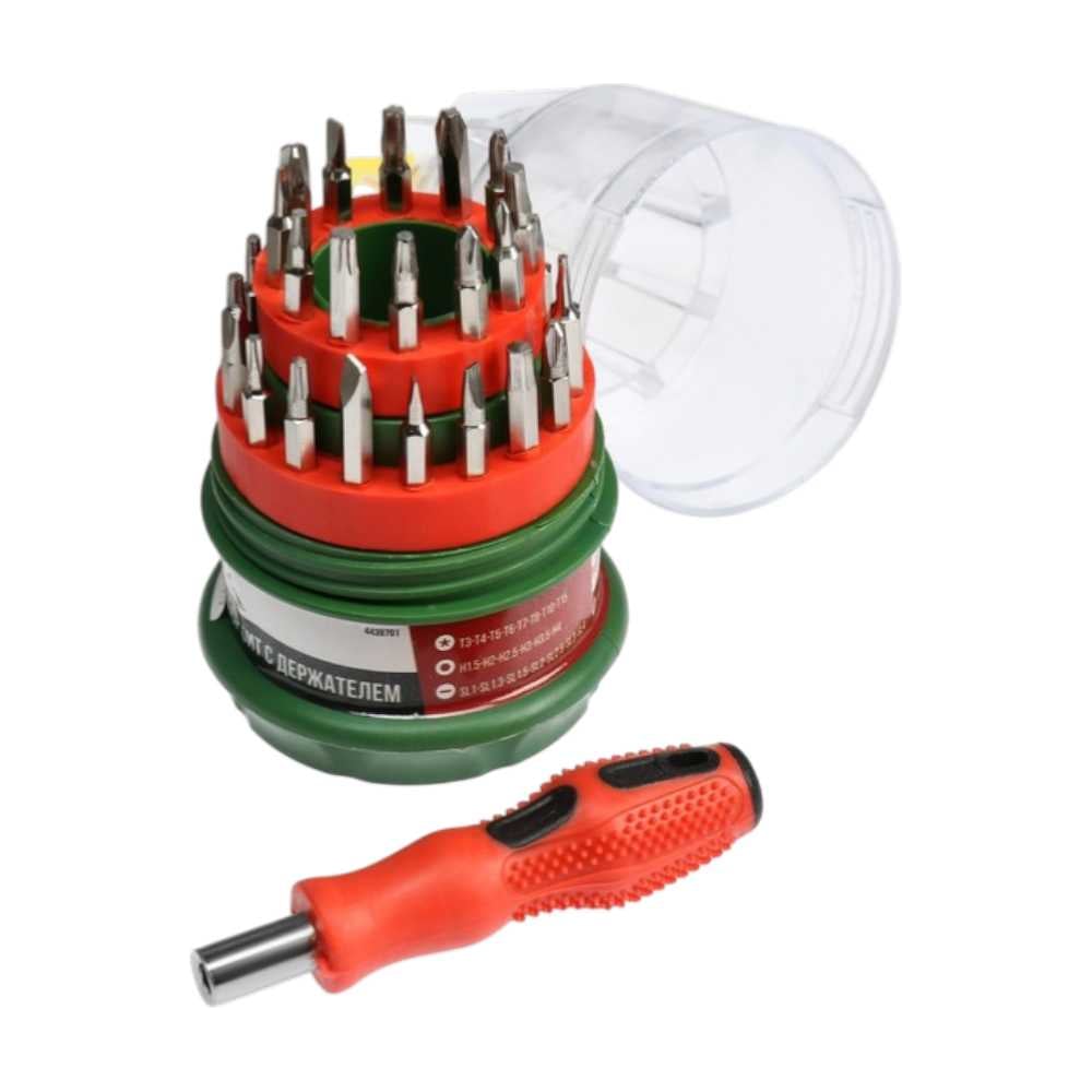 Изображение товара Набор для точных работ ООО "ОПТИКОМ ЭЛЕКТРИК" ЛОМ, держатель с битами, в кейсе, 31 предмет 4439701