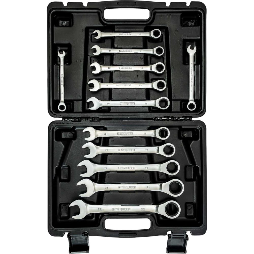 Изображение товара KINGQUEEN набор комбинированных ключей 8-22 мм с трещоткой