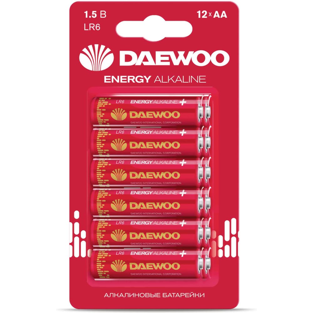 Изображение товара Батарейка Элемент питания алкалиновый AA/LR6 1.5В DAEWOO Energy Alkaline BL-12 (упаковка 12шт) 5057050