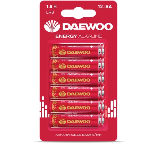 Изображение товара Батарейка Элемент питания алкалиновый AA/LR6 1.5В DAEWOO Energy Alkaline BL-12 (упаковка 12шт) 5057050
