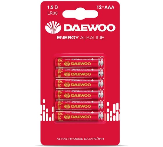 Изображение товара Батарейка Элемент питания алкалиновый AAA/LR03 1.5В DAEWOO Energy Alkaline BL-12 (упаковка 12шт) 5057074