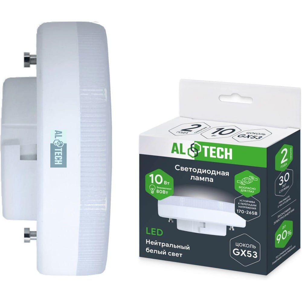 Изображение товара Лампочка светодиодная ALTECH LED GX-10W-840 -GX53 нейтральный белый свет 4673758072320