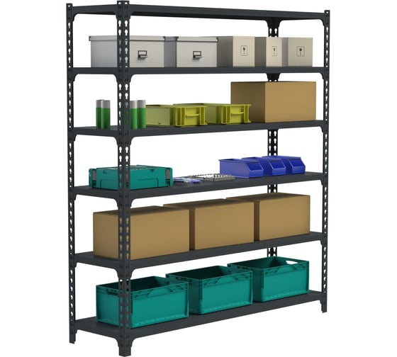 Изображение товара Стеллаж ООО Металекс MID 2200х1600х400 6 полок, серый 107304