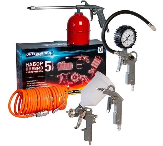 Изображение товара Набор пневмоинструмента Aurora АВРОРА, 5 предметов KIT-5 A 40469