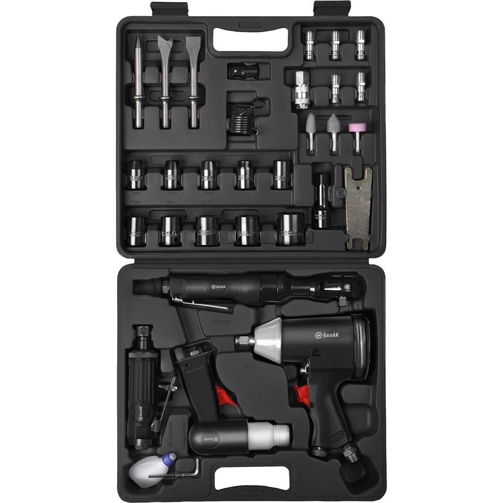 Изображение товара Набор пневмоинструмента для компрессора БелАК 34 предмета, в кейсе БАК.32142