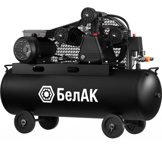 Изображение товара Компрессор воздушный БелАК 650 л/мин (100л - бак; 3 кВт; 10 Бар; трехпоршневой; ременной) БАК.99294