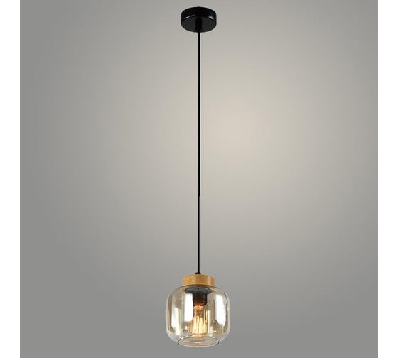 Изображение товара Подвес Светиль 24252-1A BK+WOOD черный/дерево 1х40W E27 h1000, 24 988386366