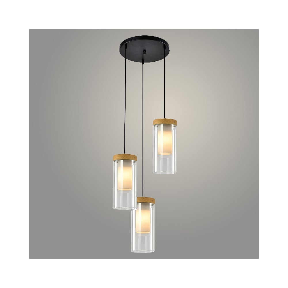 Подвес Светиль 24255/3HQ G BK+WOOD черный/дерево 3х40W E27 h1000, 24 988386365