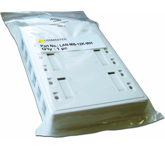 Изображение товара Настенная коробка LANMASTER на 12 кейстоунов, белая, LAN-MB-12K-WH