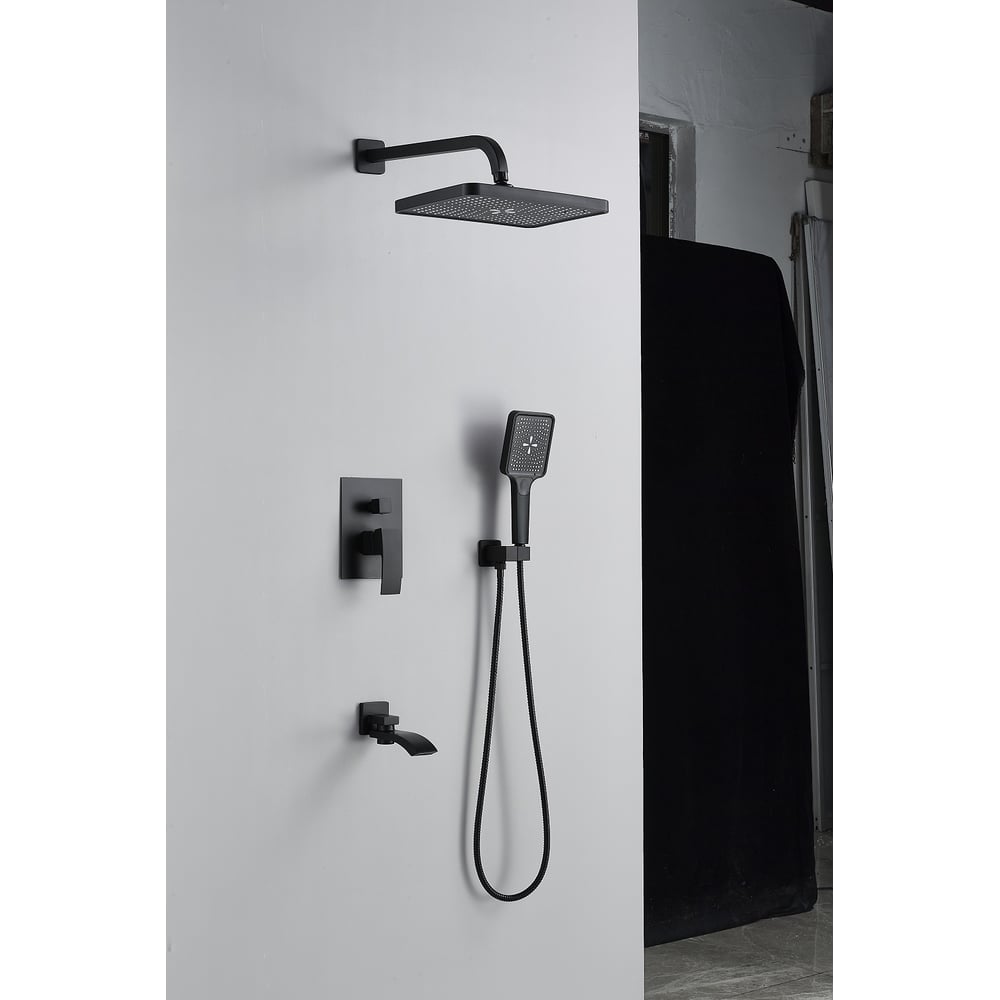 Изображение товара Душевая система скрытого монтажа ALOUTE монтируемая в стену, черная, выполнена из эко-алюминия A1100H