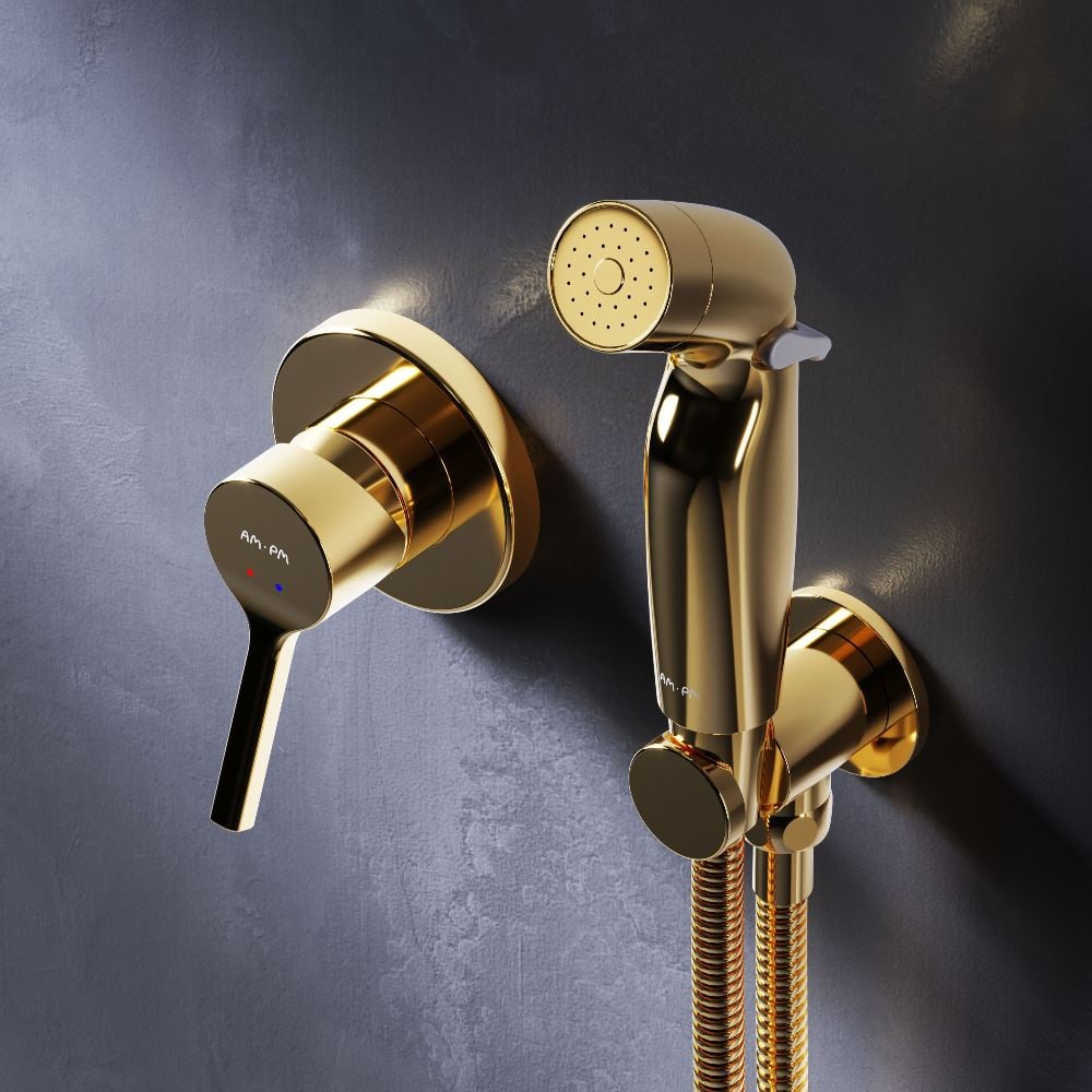 Изображение товара Гигиенический набор AM.PM X-Joy S для скрытого монтажа с смесителем для душа, золото
