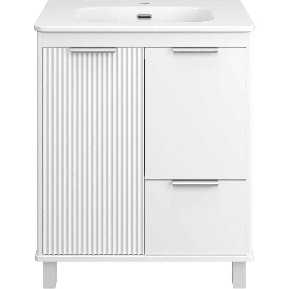 Изображение товара Тумба напольная Brevita RISACCA White - 70, 2 дверцы, 1 ящик, матовая эмаль + раковина УТ000027937 Изображение товара Тумба напольная Brevita RISACCA White - 70, 2 дверцы, 1 ящик, матовая эмаль + раковина УТ000027937