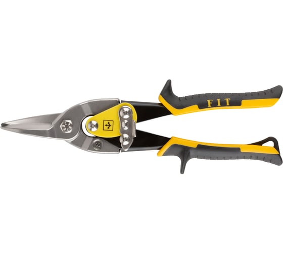 Изображение товара Ножницы по металлу усиленные FIT CrMo Профи, прорезиненные ручки, прямые 250 мм 41578