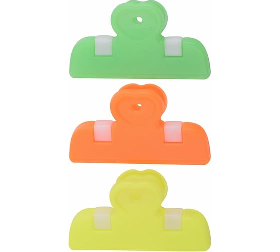 Изображение товара Набор зажимов для пакетов МУЛЬТИДОМ mix 3 шт 6,5 см 3 цвета LF75-77