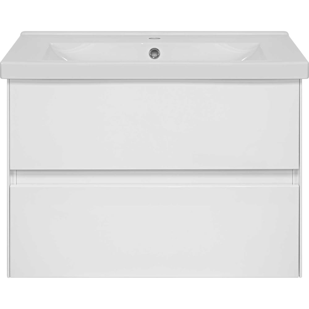 Изображение товара Тумба подвесная Misty Твист - 80, 2 ящика, белая эмаль раковина УТ00002 УТ000027126