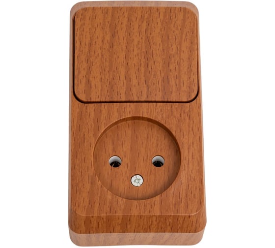 Изображение товара Наружный блок Systeme Electric Этюд, Бук, Розетка б/з + 1-клавишный выключатель SE BPA16-204T